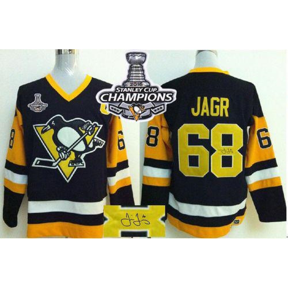 Penguins #68 Jaromir Jagr Black CCM Throwback Autographed 2016 Stanley Cup Champions Stitched NHL Jersey Penguins #68 Jaromir Jagr Black CCM Throwback Autographed 2016 Stanley Cup Champions Stitched NHL Jersey