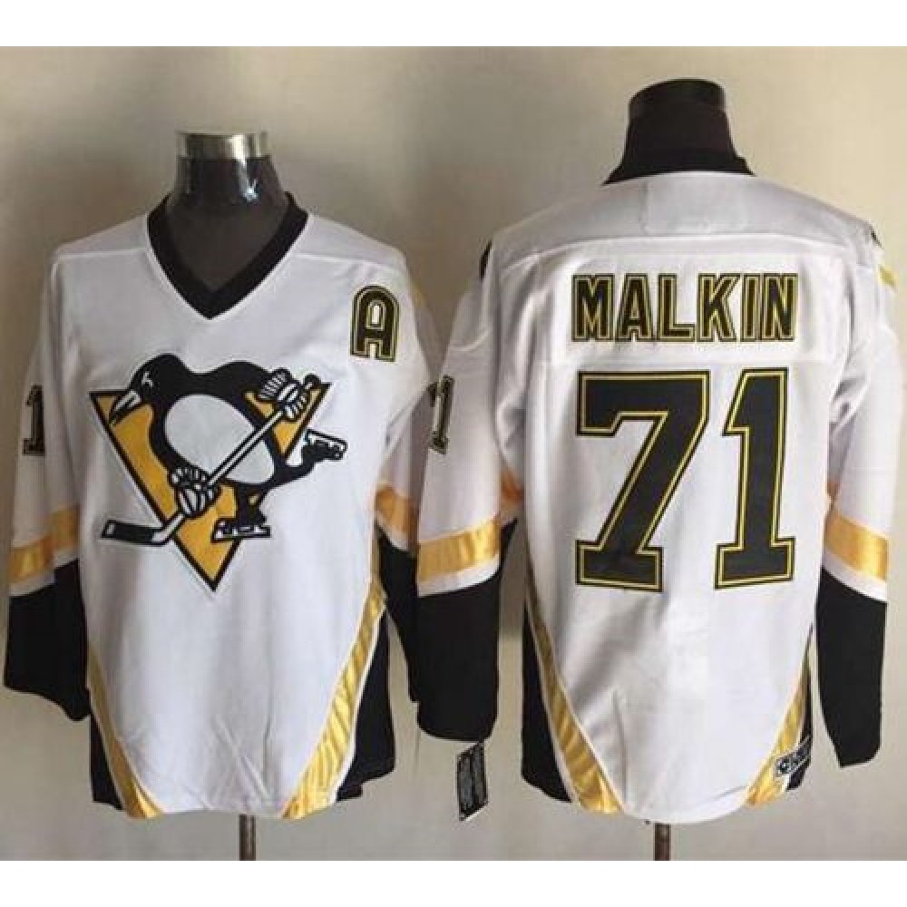 Penguins #71 Evgeni Malkin White CCM Throwback Stitched NHL Jersey Penguins #71 Evgeni Malkin White CCM Throwback Stitched NHL Jersey
