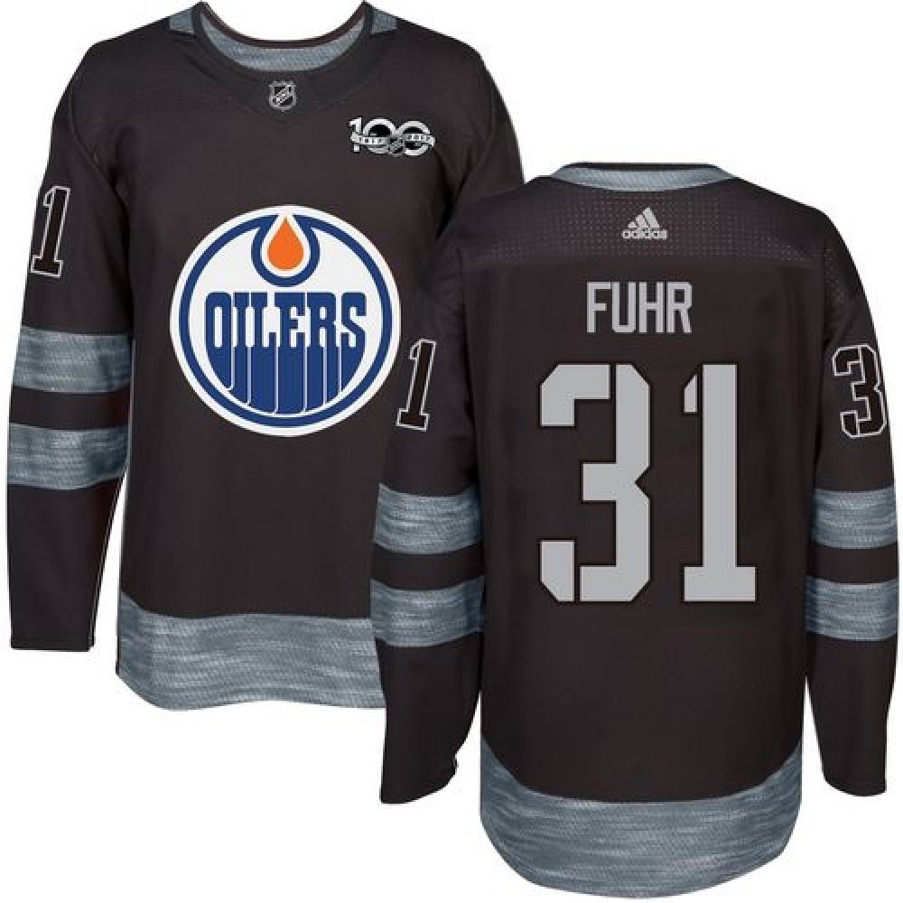Oilers #31 Grant Fuhr Black 1917-2017 100th Anniversary Stitched NHL Jersey Oilers #31 Grant Fuhr Black 1917-2017 100th Anniversary Stitched NHL Jersey