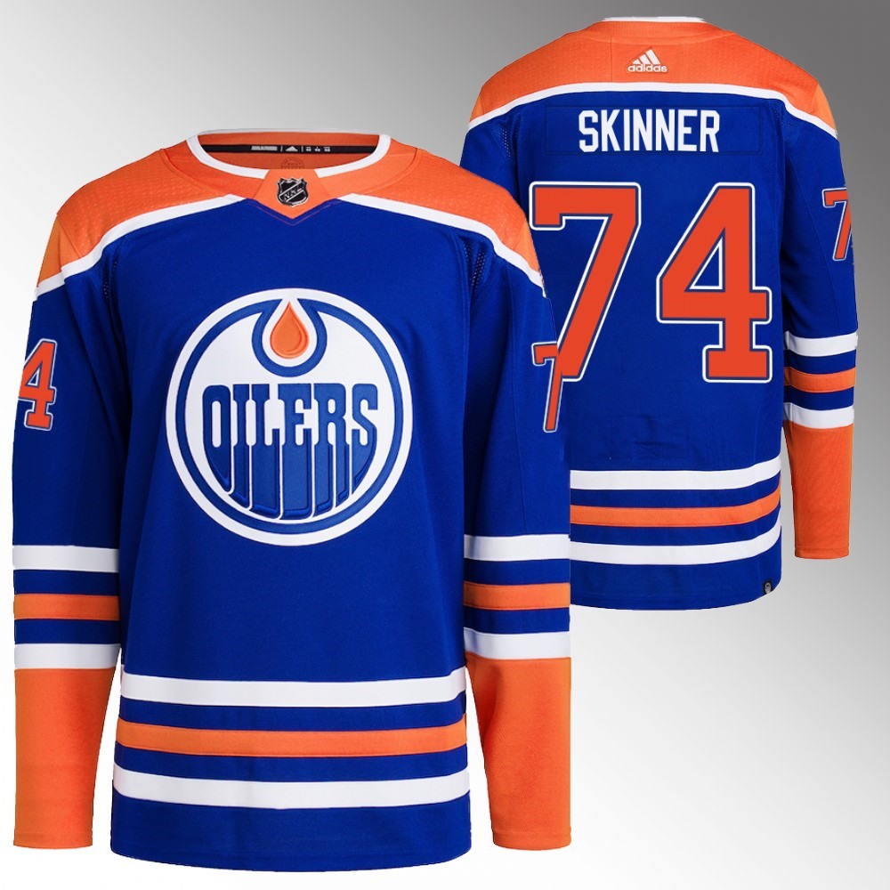 Men's Edmonton Oilers #74 Stuart Skinner Royal Stitched Jersey Men's Edmonton Oilers #74 Stuart Skinner Royal Stitched Jersey