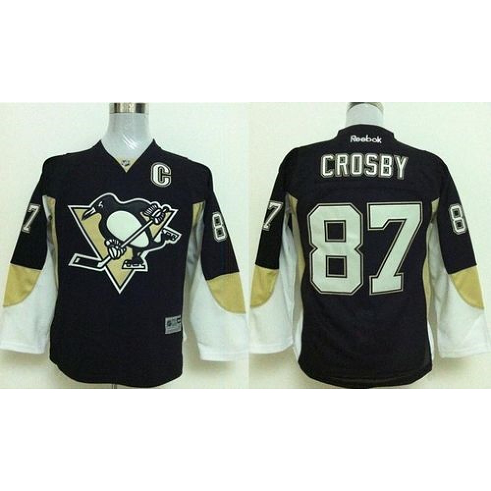 Penguins #87 Sidney Crosby Stitched Black Youth NHL Jersey Penguins #87 Sidney Crosby Stitched Black Youth NHL Jersey