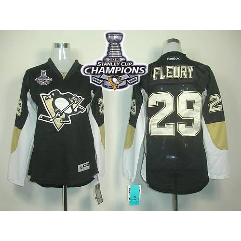 Penguins #29 Andre Fleury Black 2016 Stanley Cup Champions Women's Home Stitched NHL Jersey Penguins #29 Andre Fleury Black 2016 Stanley Cup Champions Women's Home Stitched NHL Jersey