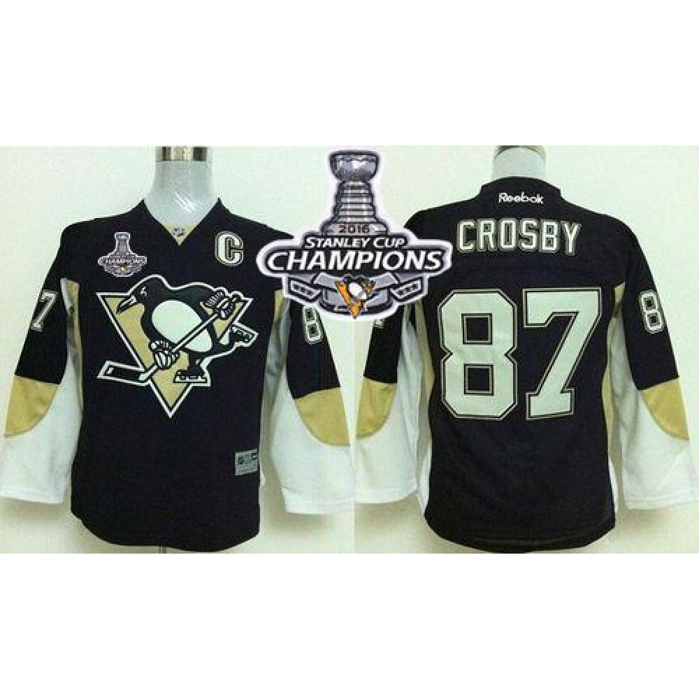Penguins #87 Sidney Crosby Black 2016 Stanley Cup Champions Stitched Youth NHL Jersey Penguins #87 Sidney Crosby Black 2016 Stanley Cup Champions Stitched Youth NHL Jersey