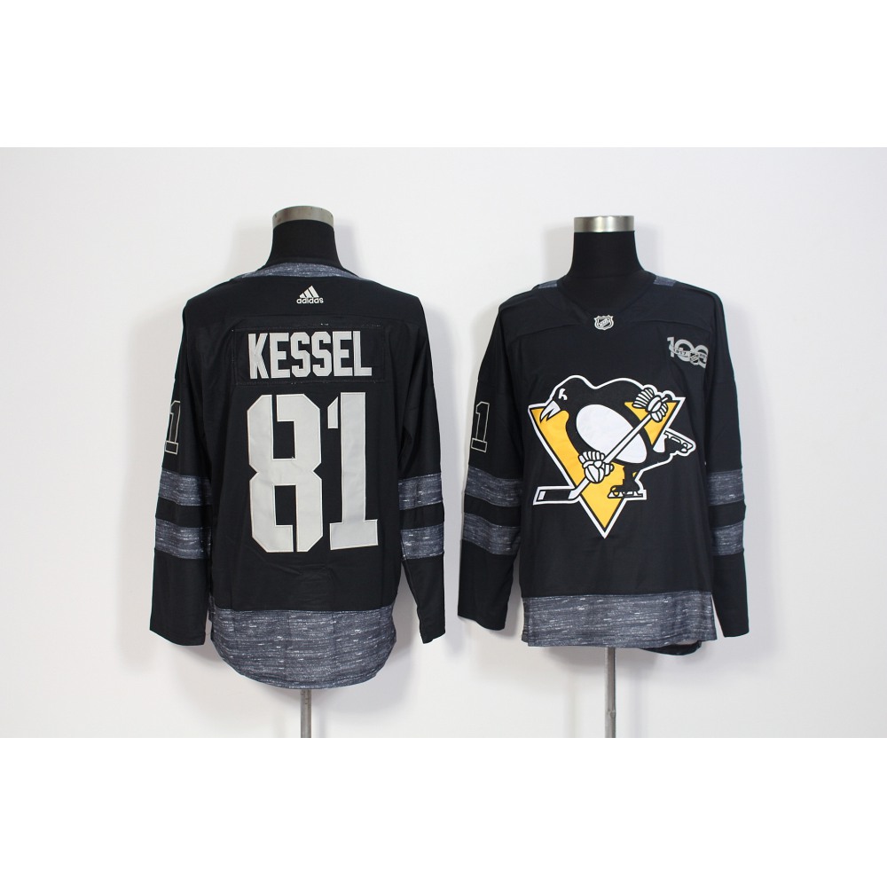Men's Adidas Pittsburgh Penguins #81 Phil Kessel Black 1917-2017 100th Anniversary Stitched NHL Jersey Men's Adidas Pittsburgh Penguins #81 Phil Kessel Black 1917-2017 100th Anniversary Stitched NHL Jersey