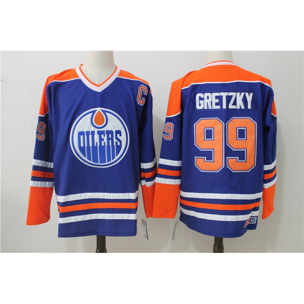 Men's Edmonton Oilers #99 Wayne Gretzky Royal Throwback CCM Stitched NHL Jersey Men's Edmonton Oilers #99 Wayne Gretzky Royal Throwback CCM Stitched NHL Jersey