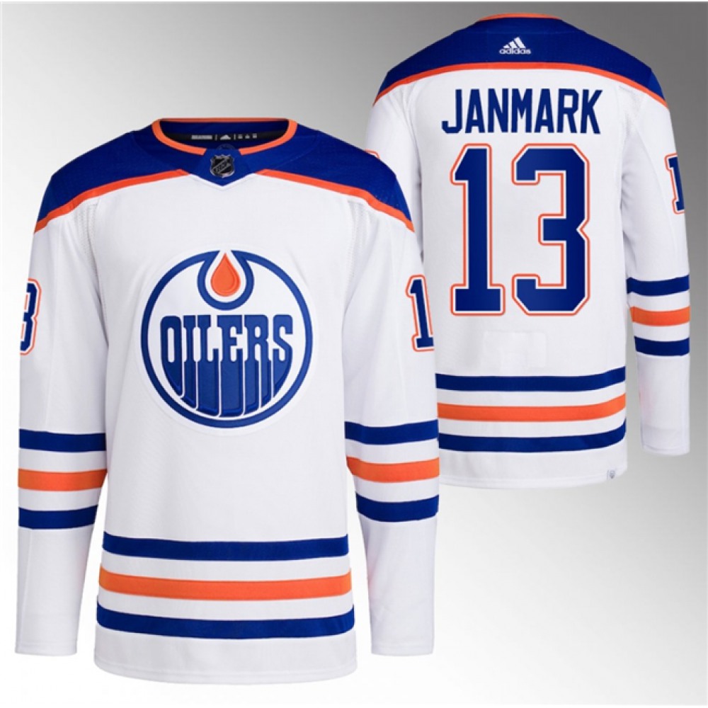 Men's Edmonton Oilers #13 Mattias Janmark White Stitched Jersey Men's Edmonton Oilers #13 Mattias Janmark White Stitched Jersey