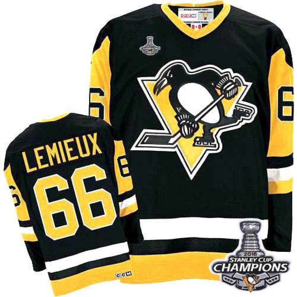 Penguins #66 Mario Lemieux Black CCM Throwback 2016 Stanley Cup Champions Stitched Youth NHL Jersey Penguins #66 Mario Lemieux Black CCM Throwback 2016 Stanley Cup Champions Stitched Youth NHL Jersey