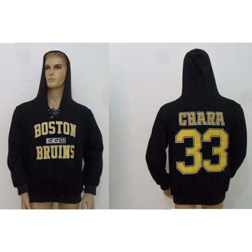 CCM Boston Bruins #33 Zdeno Chara Black Lace Up Hoodie