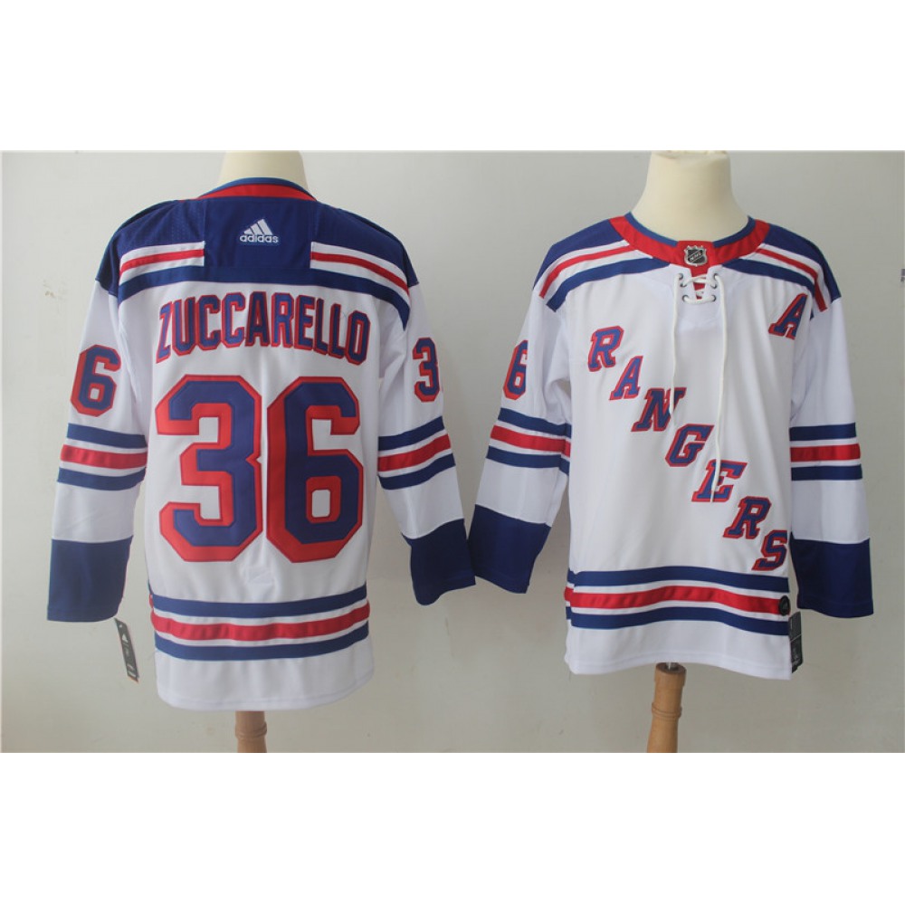 Men's Adidas New York Rangers #36 Mats Zuccarello White Stitched NHL Jersey