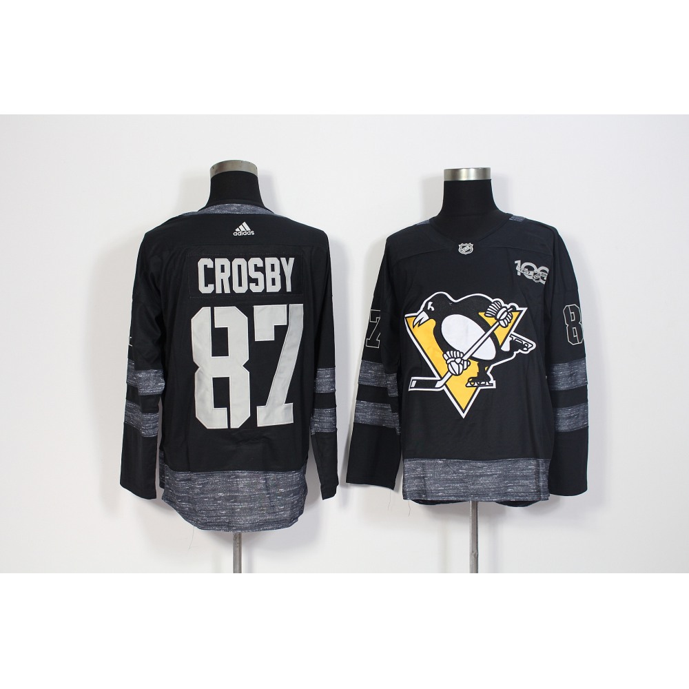 Men's Adidas Pittsburgh Penguins #87 Sidney Crosby Black 1917-2017 100th Anniversary Stitched NHL Jersey Men's Adidas Pittsburgh Penguins #87 Sidney Crosby Black 1917-2017 100th Anniversary Stitched NHL Jersey