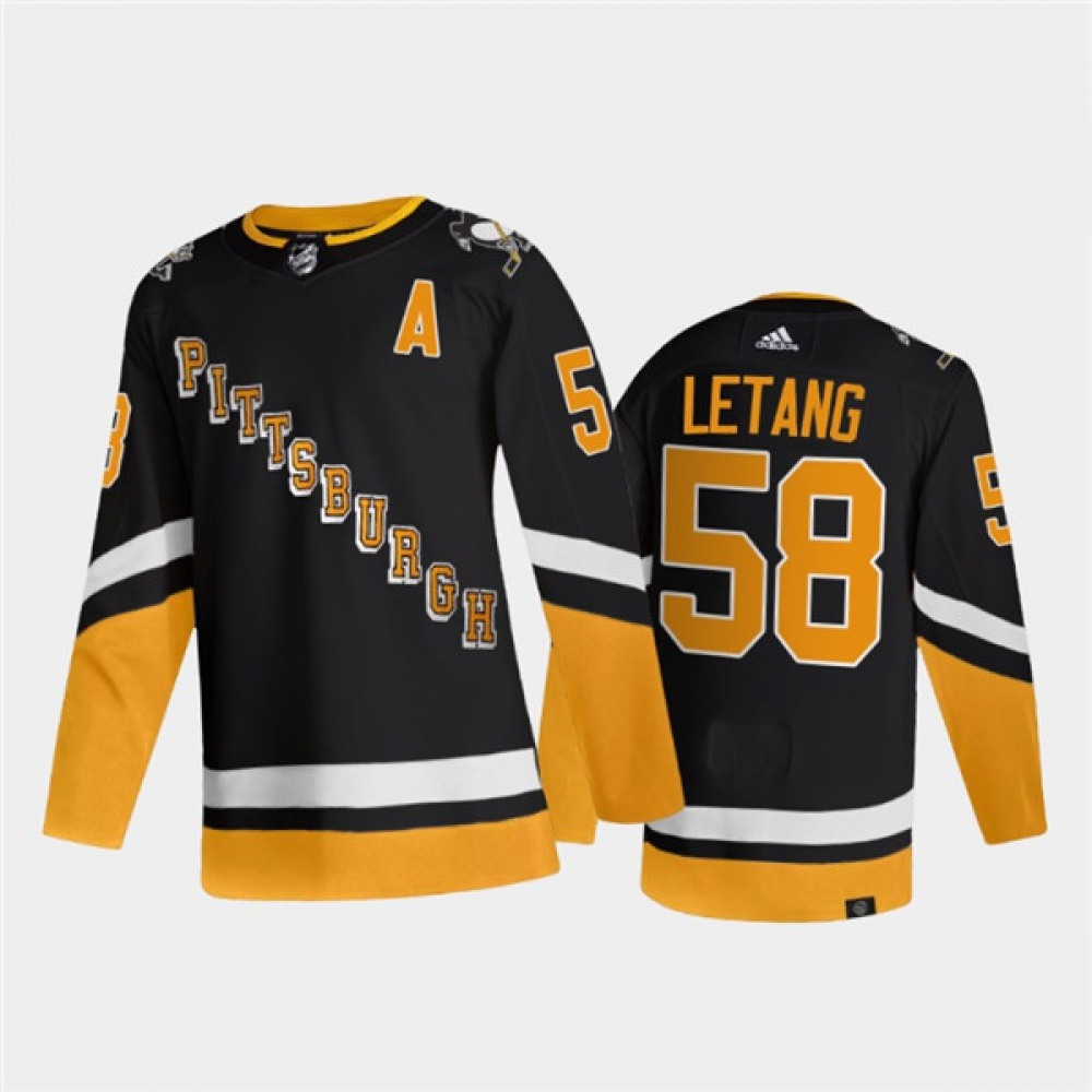 Men's Pittsburgh Penguins #58 Kris Letang 2021/2022 Black Stitched Jersey Men's Pittsburgh Penguins #58 Kris Letang 2021/2022 Black Stitched Jersey