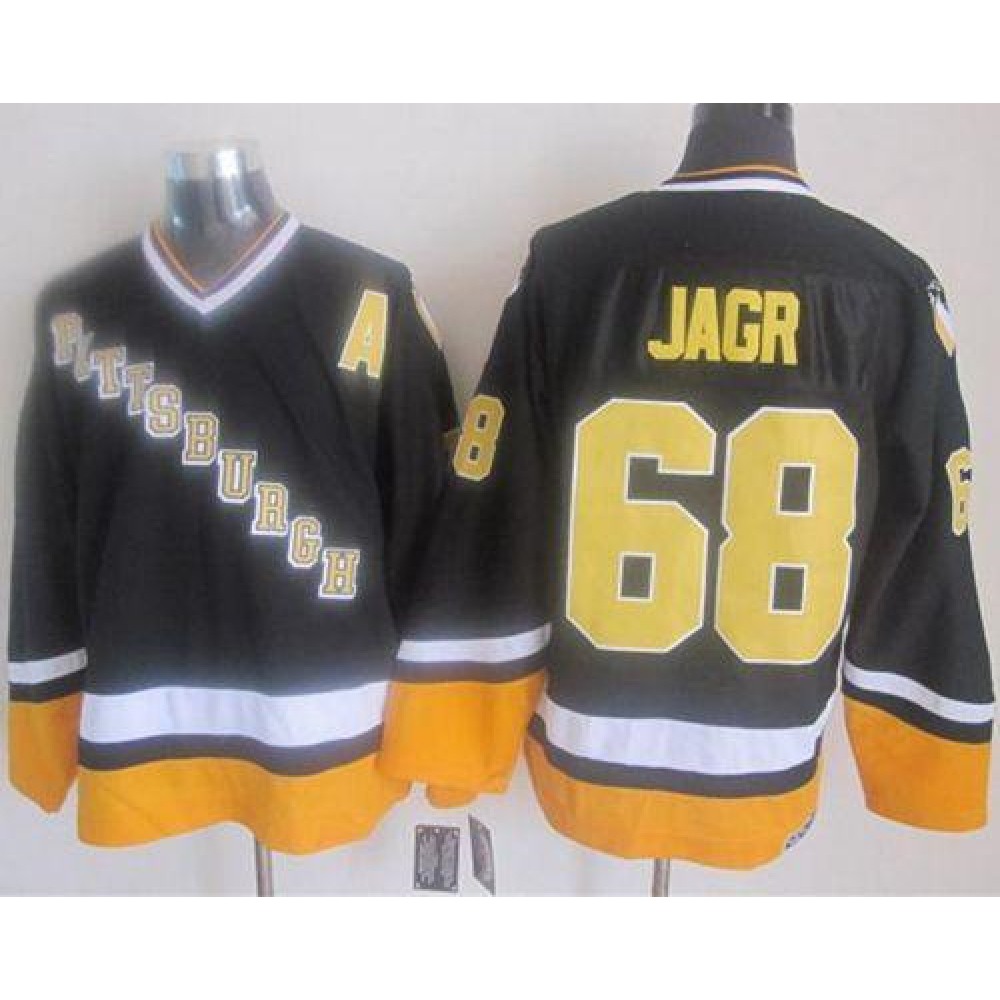 Penguins #68 Jaromir Jagr Black/Yellow CCM Throwback Stitched NHL Jersey Penguins #68 Jaromir Jagr Black/Yellow CCM Throwback Stitched NHL Jersey