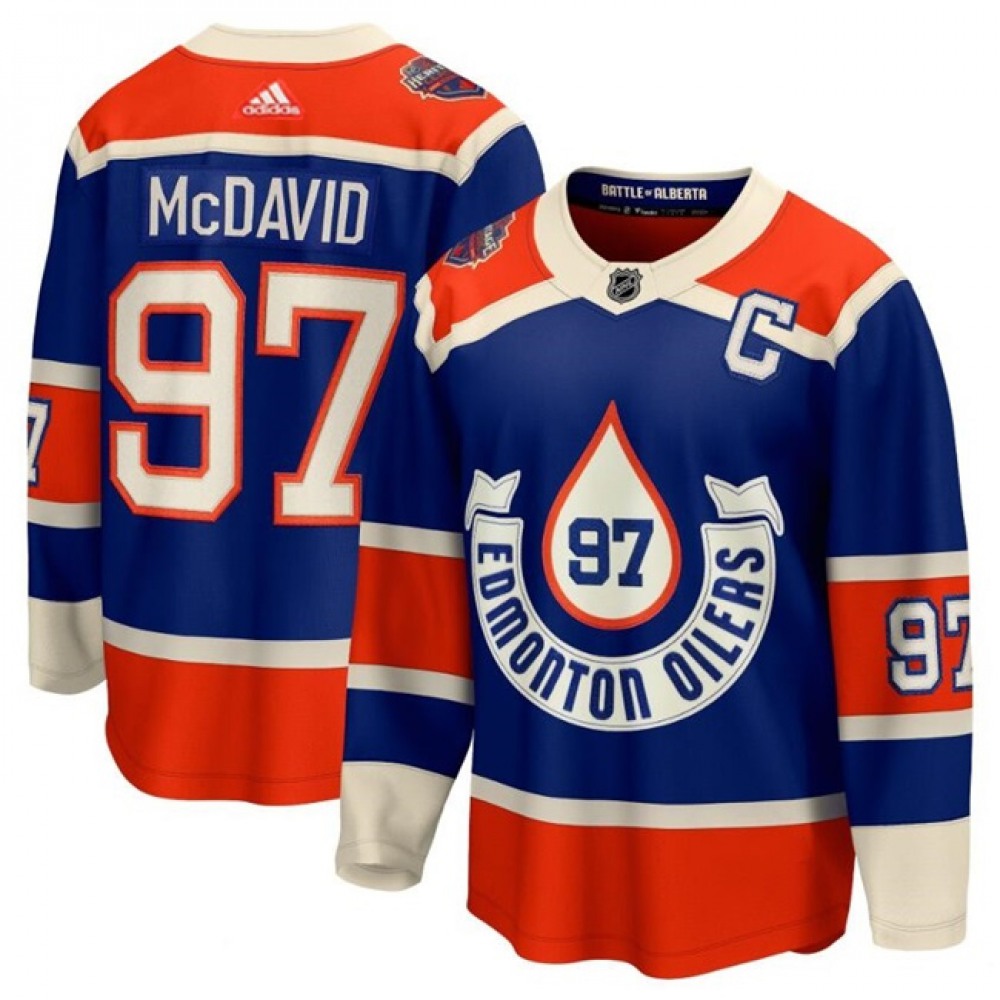Men's Edmonton Oilers #97 Connor McDavid 2023 Royal With Patch Heritage Classic Primegreen Stitched Jersey Men's Edmonton Oilers #97 Connor McDavid 2023 Royal With Patch Heritage Classic Primegreen Stitched Jersey
