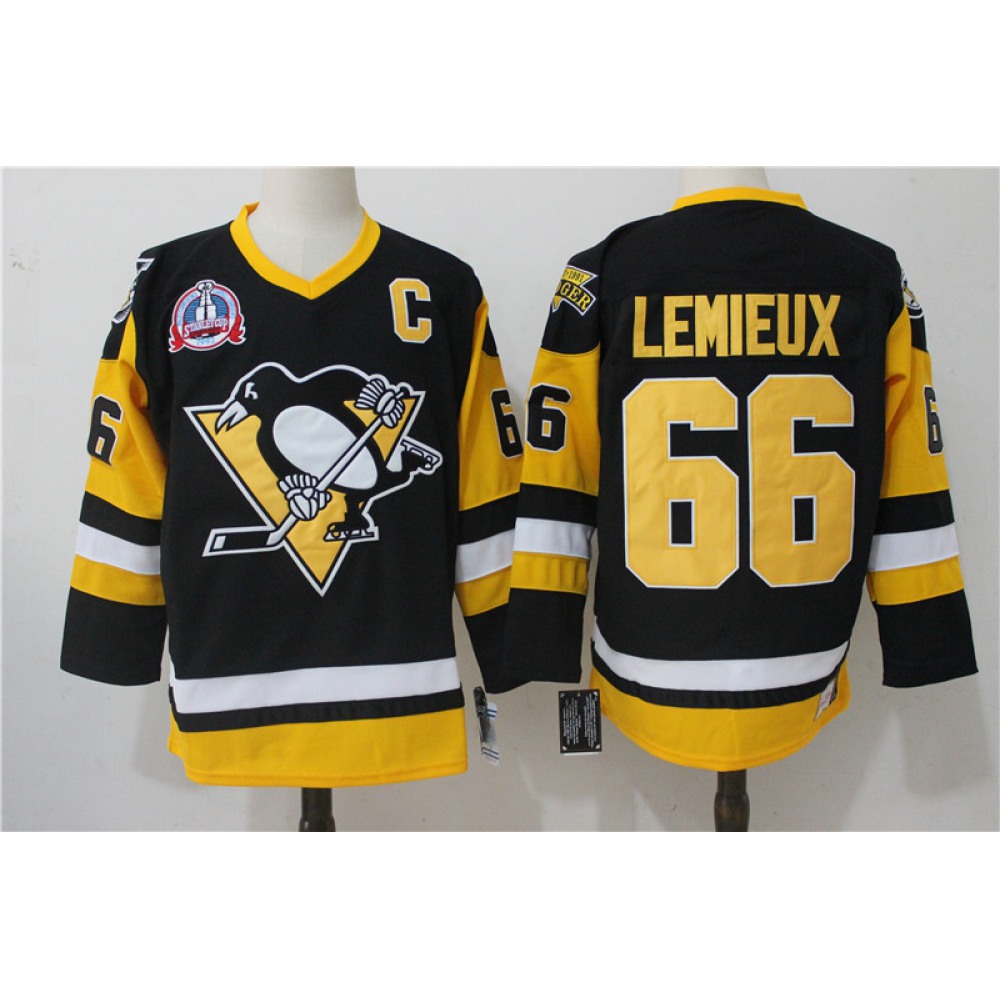 Men's Pittsburgh Penguins #66 Mario Lemieux Black Throwback CCM Stitched NHL Jersey Men's Pittsburgh Penguins #66 Mario Lemieux Black Throwback CCM Stitched NHL Jersey
