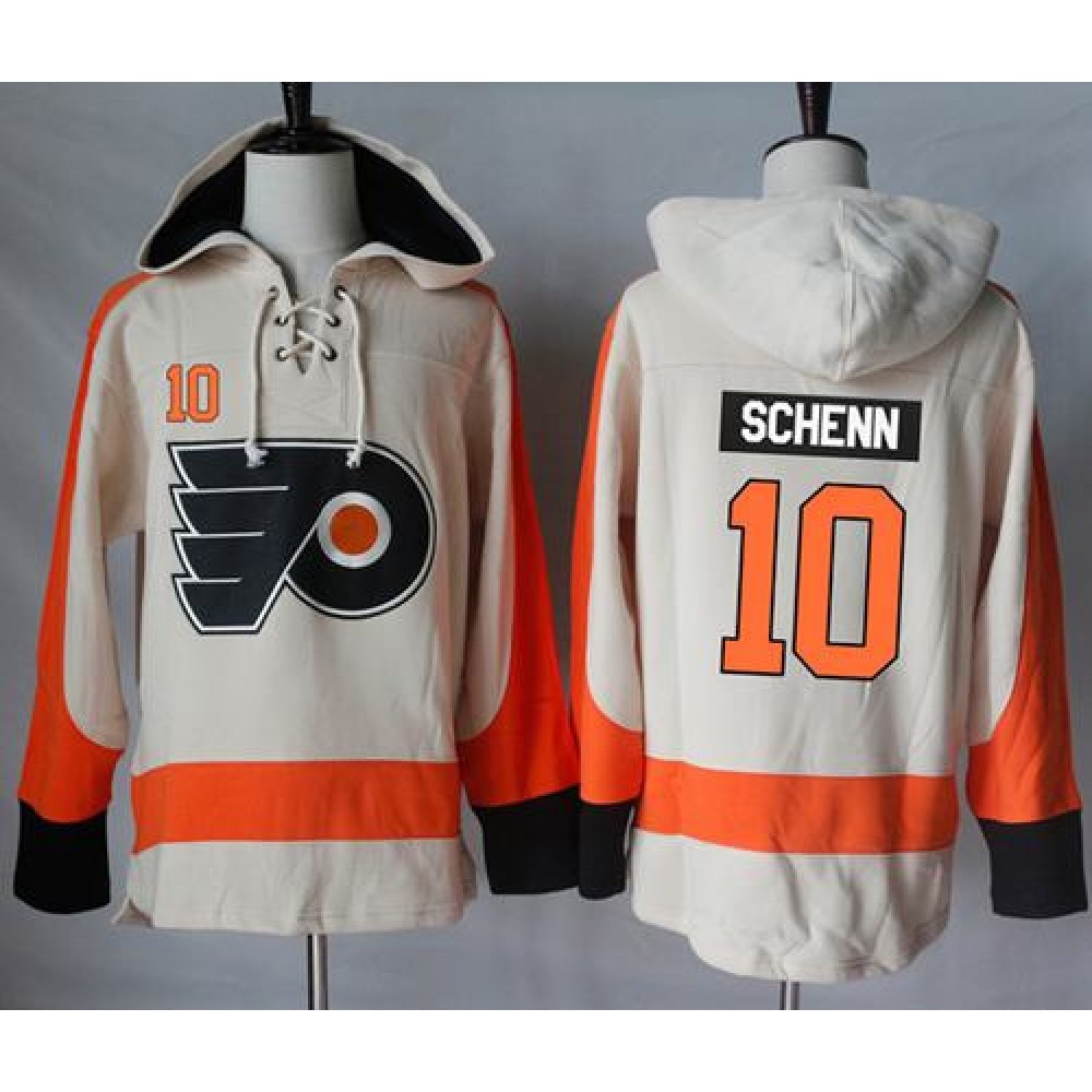 Flyers #10 Brayden Schenn Cream Sawyer Hooded Sweatshirt Stitched NHL Jersey