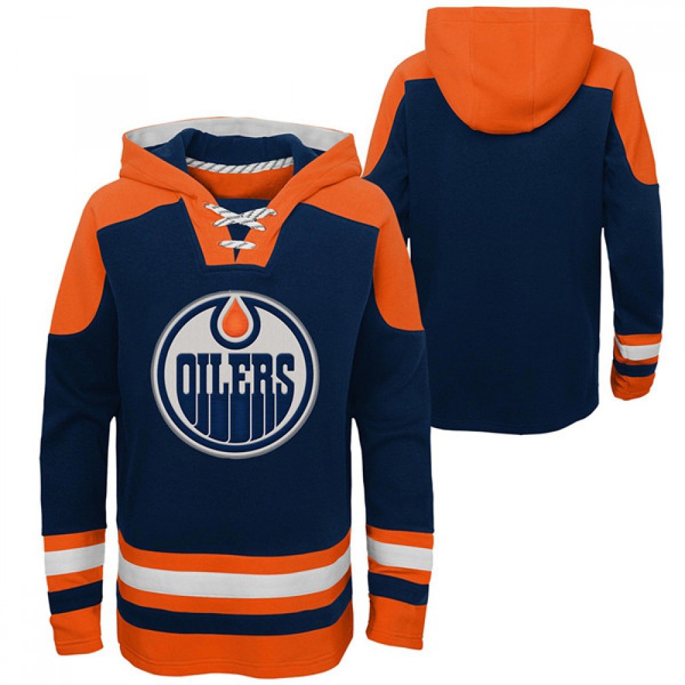 Men's Edmonton Oilers Blank Navy Ageless Must-Have Lace-Up Pullover Hoodie Men's Edmonton Oilers Blank Navy Ageless Must-Have Lace-Up Pullover Hoodie