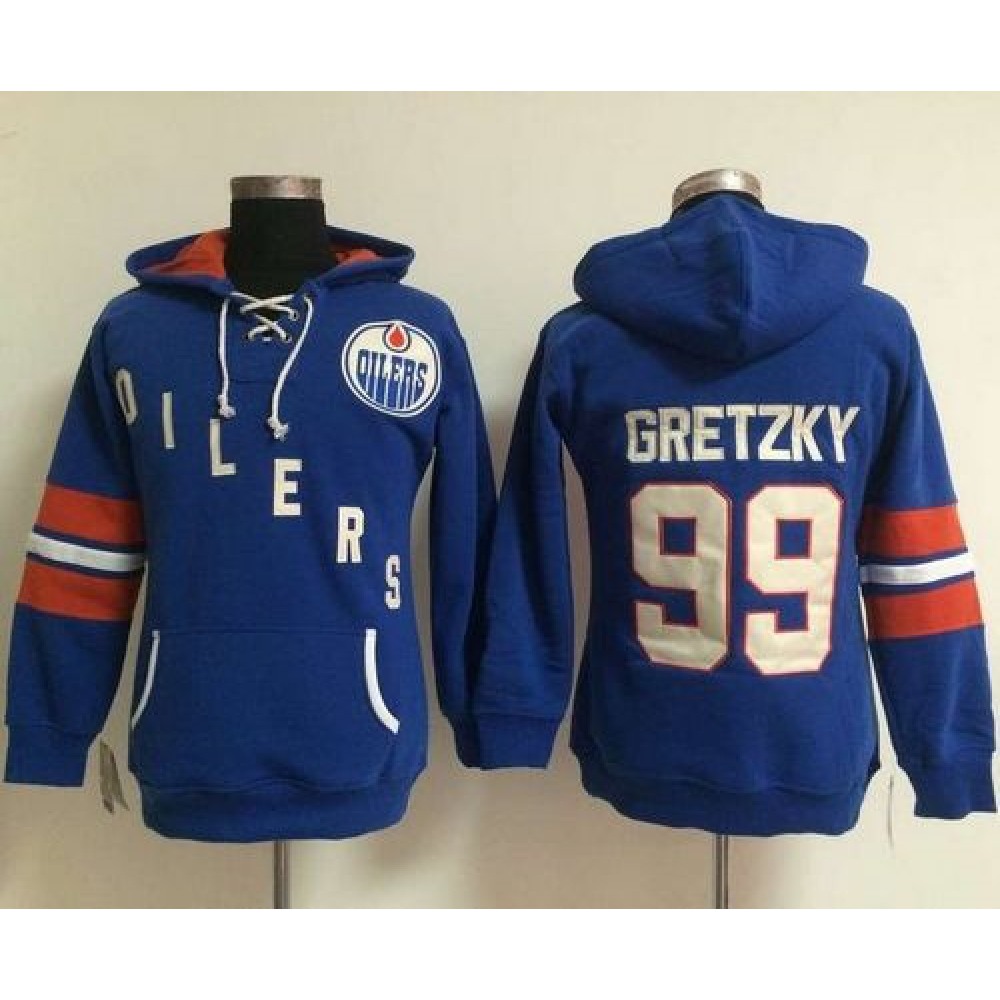 Edmonton Oilers #99 Wayne Gretzky Light Blue Women's Old Time Heidi NHL Hoodie Edmonton Oilers #99 Wayne Gretzky Light Blue Women's Old Time Heidi NHL Hoodie