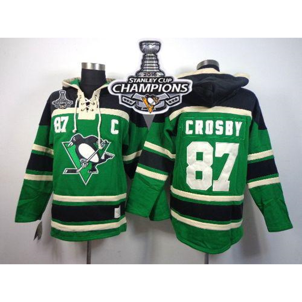 Penguins #87 Sidney Crosby Green St. Patrick's Day McNary Lace Hoodie 2016 Stanley Cup Champions Stitched NHL Jersey Penguins #87 Sidney Crosby Green St. Patrick's Day McNary Lace Hoodie 2016 Stanley Cup Champions Stitched NHL Jersey