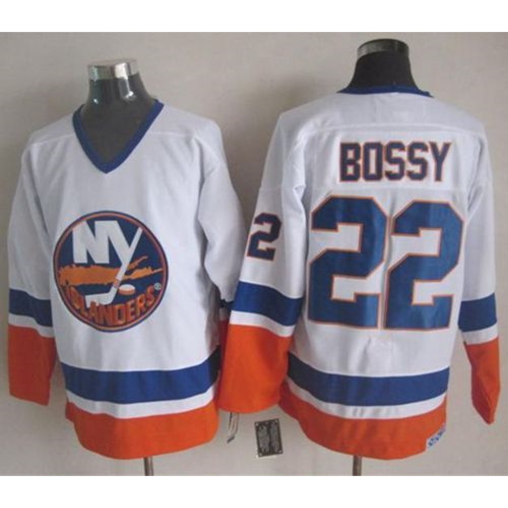 Islanders #22 Mike Bossy White CCM Throwback Stitched NHL Jersey