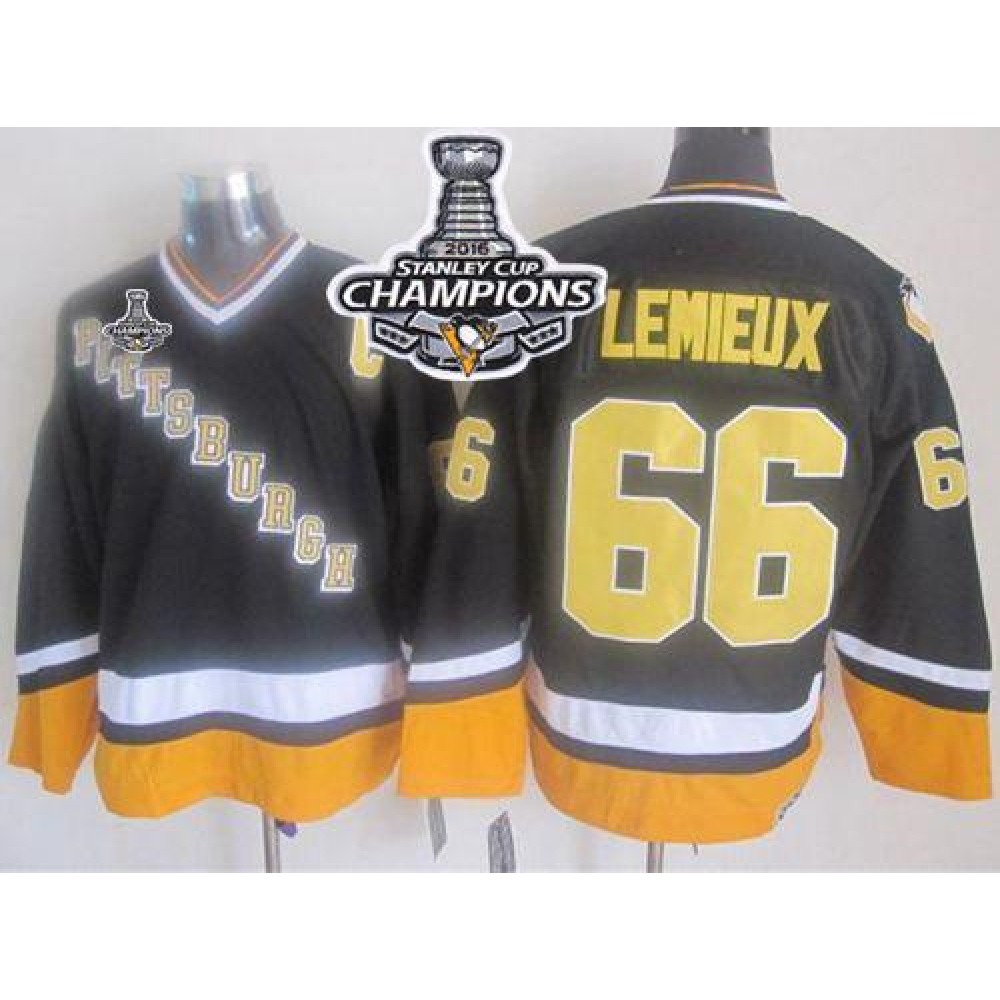 Penguins #66 Mario Lemieux Black/Yellow CCM Throwback 2016 Stanley Cup Champions Stitched NHL Jersey Penguins #66 Mario Lemieux Black/Yellow CCM Throwback 2016 Stanley Cup Champions Stitched NHL Jersey