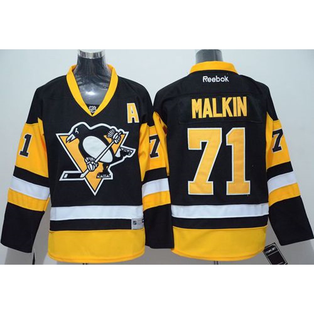 Penguins #71 Evgeni Malkin Black Alternate Stitched Youth NHL Jersey Penguins #71 Evgeni Malkin Black Alternate Stitched Youth NHL Jersey