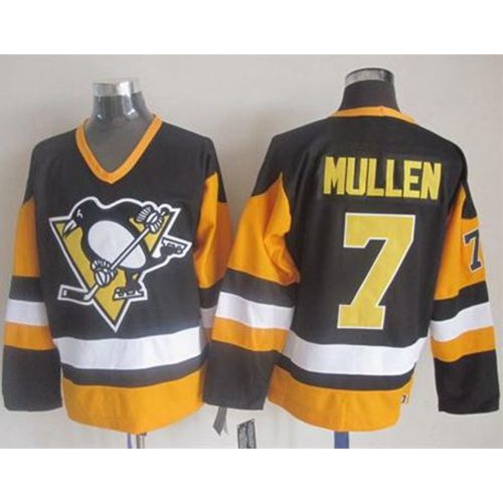 Penguins #7 Joe Mullen Black CCM Throwback Stitched NHL Jersey