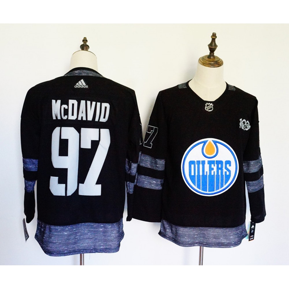Men's Adidas Edmonton Oilers #97 Connor McDavid Black 1917-2017 100th Anniversary Stitched NHL Jersey Men's Adidas Edmonton Oilers #97 Connor McDavid Black 1917-2017 100th Anniversary Stitched NHL Jersey