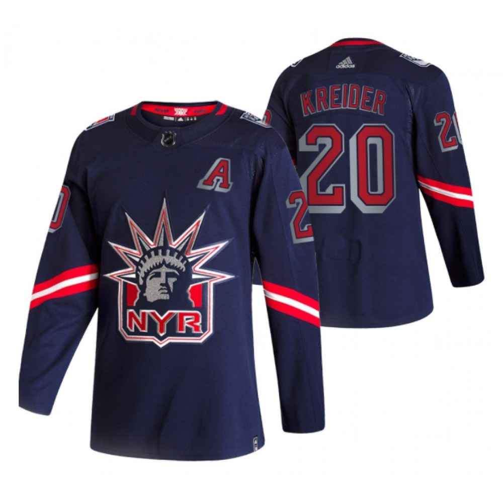 Men's New York Rangers #20 Chris Kreider 2021 Navy Reverse Retro Stitched Jersey