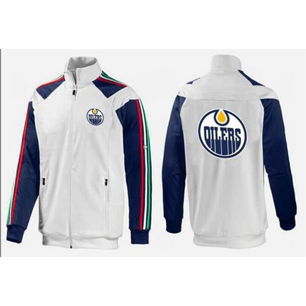 NHL Edmonton Oilers Zip Jackets White-2 NHL Edmonton Oilers Zip Jackets White-2