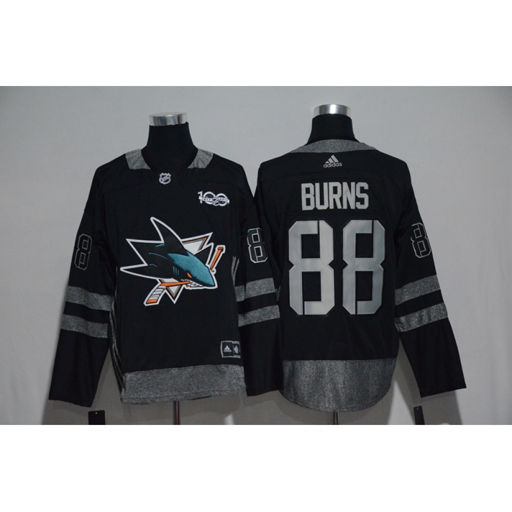 San Jose Sharks #88 Brent Burns Black Men's 1917-2017 100th Anniversary Stitched NHL Jersey