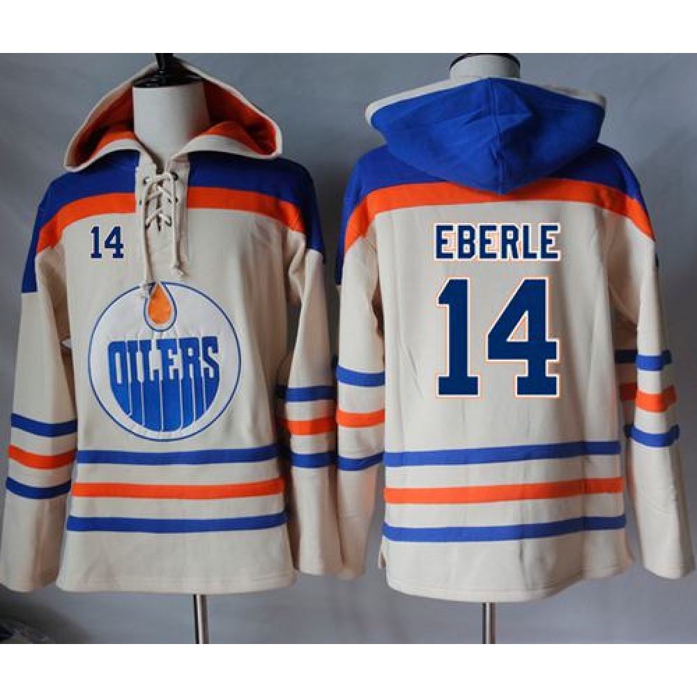 Oilers #14 Jordan Eberle Cream Sawyer Hooded Sweatshirt Stitched NHL Jersey Oilers #14 Jordan Eberle Cream Sawyer Hooded Sweatshirt Stitched NHL Jersey