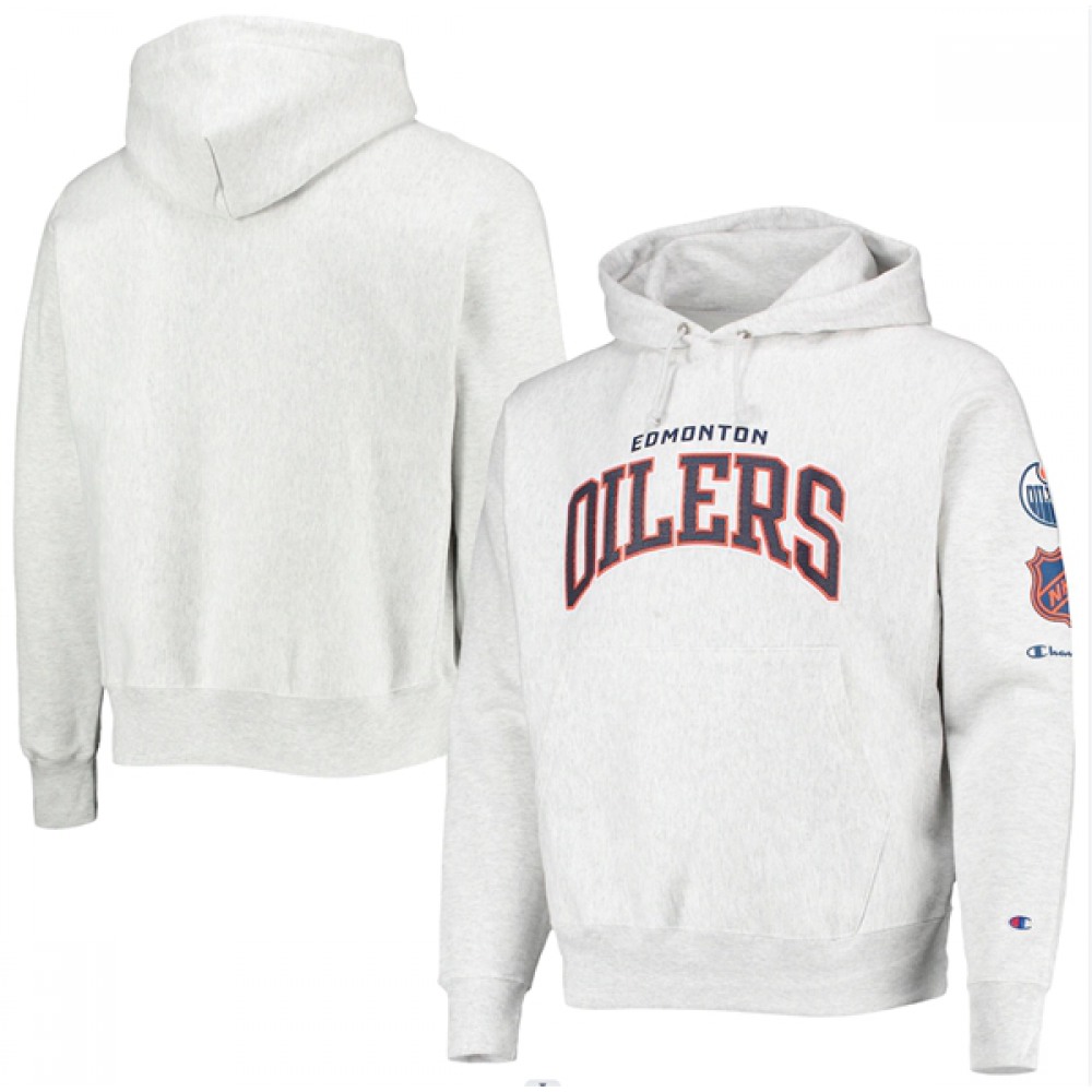 Men's Edmonton Oilers Champion Gray O&B Capsule II Pullover Hoodie Men's Edmonton Oilers Champion Gray O&B Capsule II Pullover Hoodie