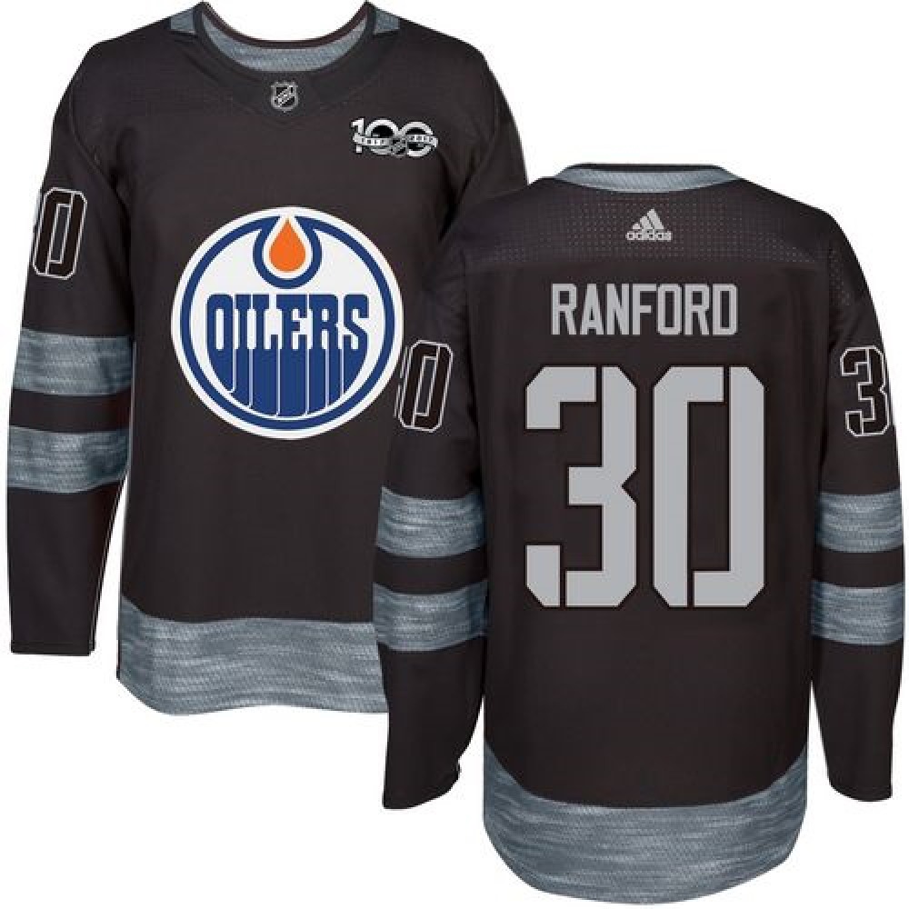 Oilers #30 Bill Ranford Black 1917-2017 100th Anniversary Stitched NHL Jersey Oilers #30 Bill Ranford Black 1917-2017 100th Anniversary Stitched NHL Jersey