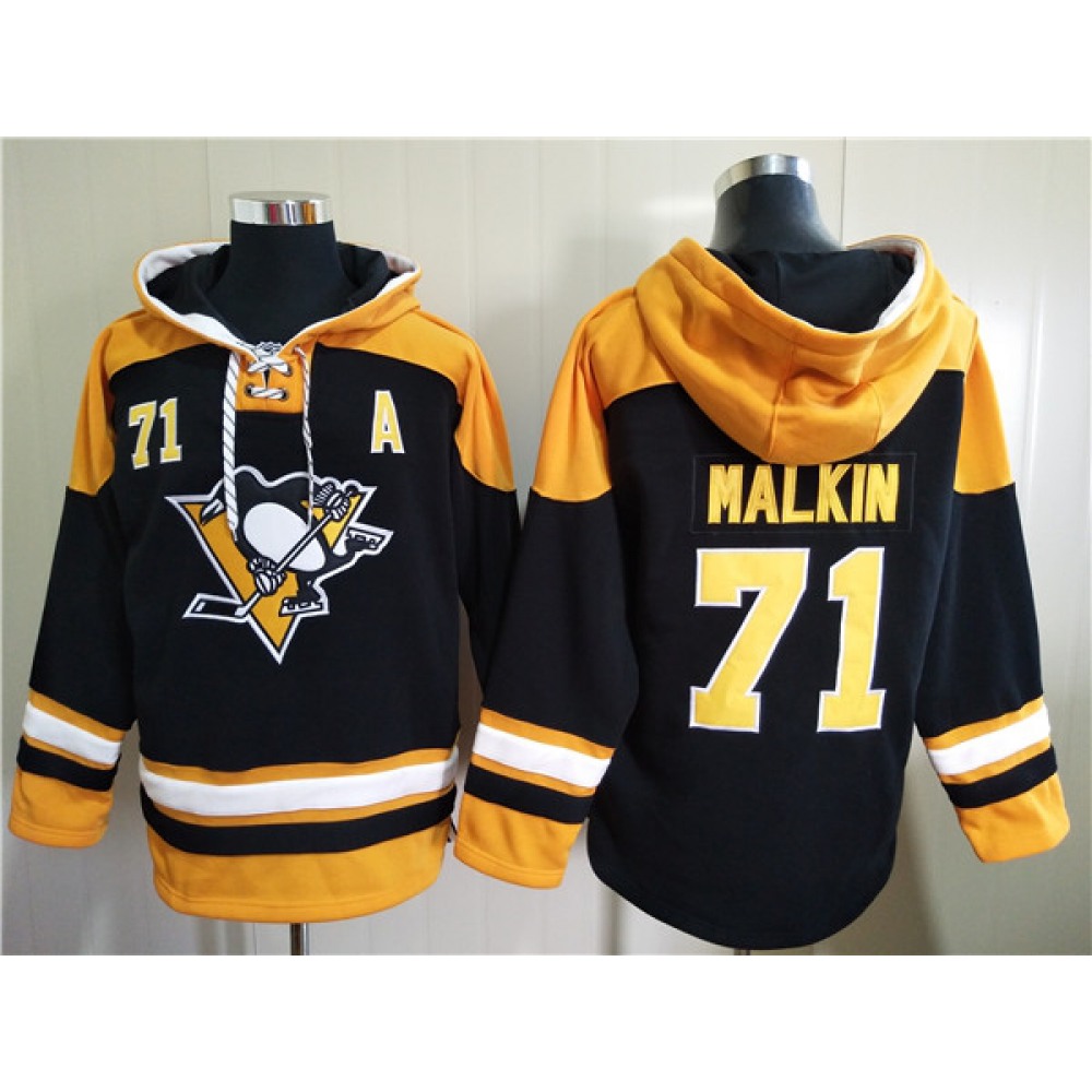 Men's Pittsburgh Penguins #71 Evgeni Malkin Black Ageless Must-Have Lace-Up Pullover Hoodie Men's Pittsburgh Penguins #71 Evgeni Malkin Black Ageless Must-Have Lace-Up Pullover Hoodie