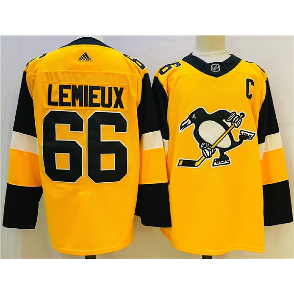 Men's Pittsburgh Penguins #66 Mario Lemieux Gold Stitched NHL Jersey Men's Pittsburgh Penguins #66 Mario Lemieux Gold Stitched NHL Jersey