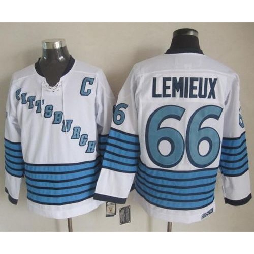 Penguins #66 Mario Lemieux White/Light Blue CCM Throwback Stitched NHL Jersey Penguins #66 Mario Lemieux White/Light Blue CCM Throwback Stitched NHL Jersey