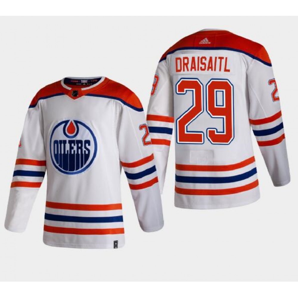 Men's Edmonton Oilers #29 Leon Draisaitl White 2020-21 Reverse Retro Stitched Jersey Men's Edmonton Oilers #29 Leon Draisaitl White 2020-21 Reverse Retro Stitched Jersey