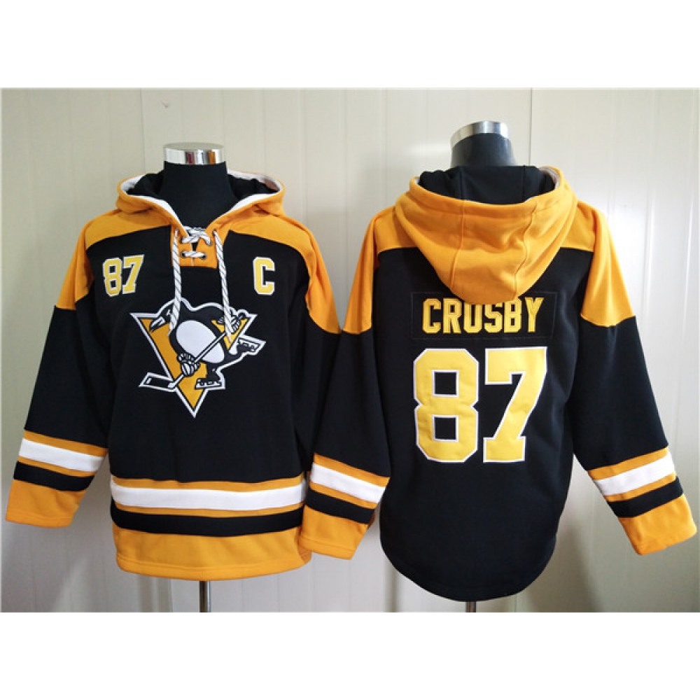 Men's Pittsburgh Penguins #87 Sidney Crosby Black Ageless Must-Have Lace-Up Pullover Hoodie Men's Pittsburgh Penguins #87 Sidney Crosby Black Ageless Must-Have Lace-Up Pullover Hoodie