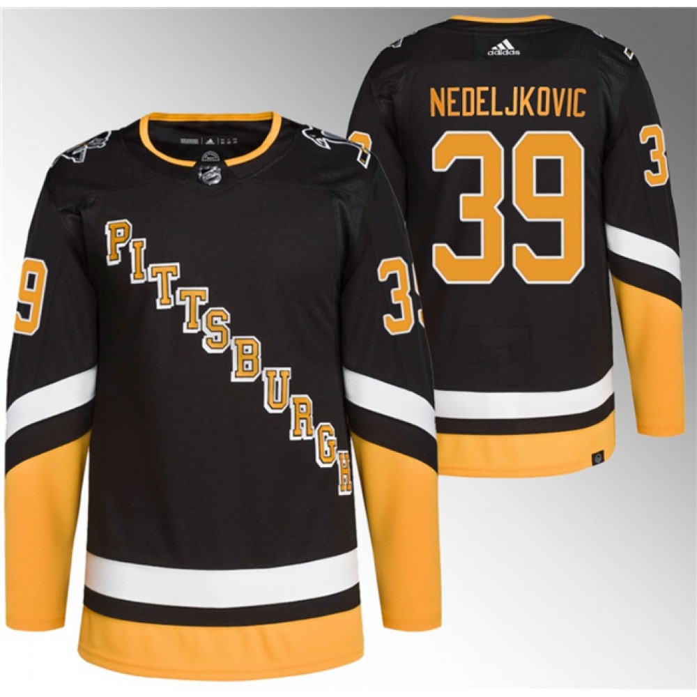 Men's Pittsburgh Penguins #39 Alex Nedeljkovic Black 2021/22 Alternate Primegreen Stitched Jersey Men's Pittsburgh Penguins #39 Alex Nedeljkovic Black 2021/22 Alternate Primegreen Stitched Jersey