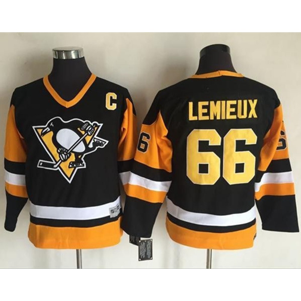 Penguins #66 Mario Lemieux Black CCM Throwback Stitched Youth NHL Jersey Penguins #66 Mario Lemieux Black CCM Throwback Stitched Youth NHL Jersey