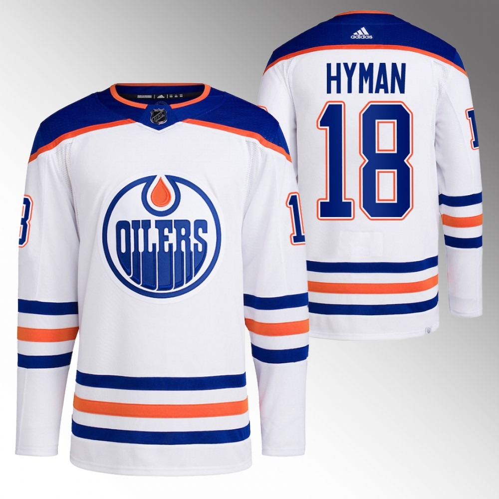 Men's Edmonton Oilers #18 Zach Hyman White Stitched Jersey Men's Edmonton Oilers #18 Zach Hyman White Stitched Jersey