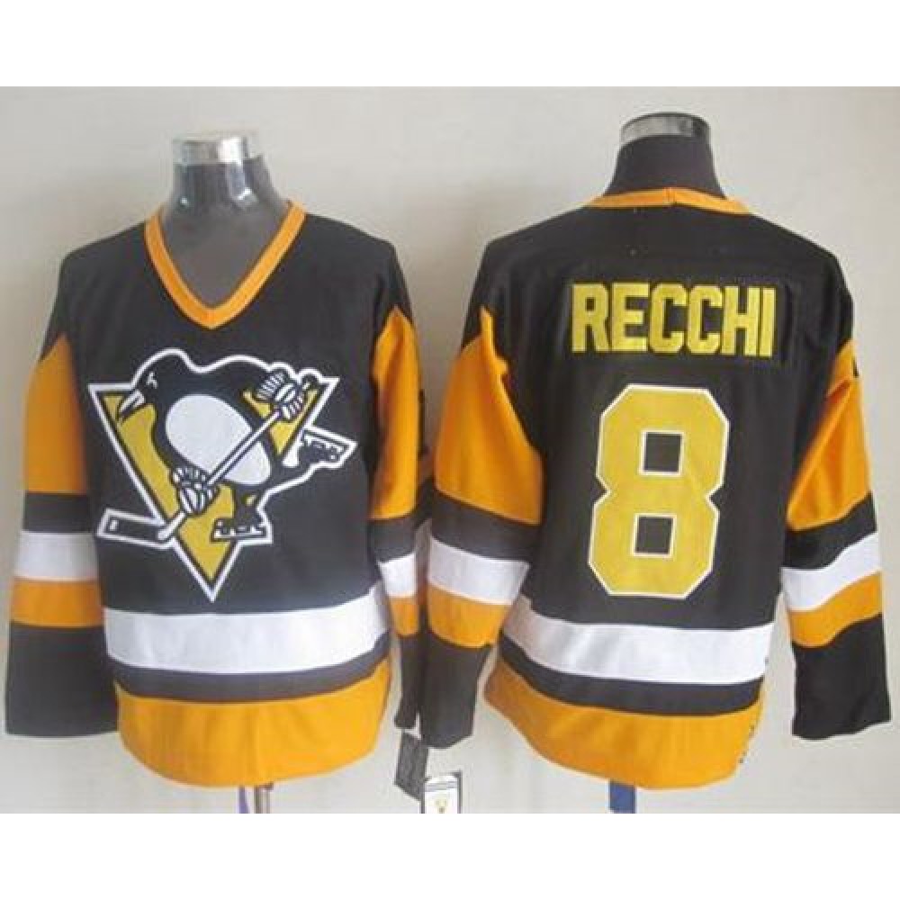 Penguins #8 Mark Recchi Black CCM Throwback Stitched NHL Jersey