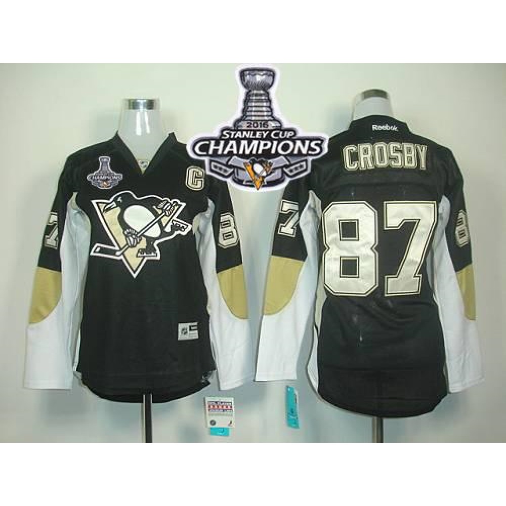 Penguins #87 Sidney Crosby Black 2016 Stanley Cup Champions Women's Home Stitched NHL Jersey Penguins #87 Sidney Crosby Black 2016 Stanley Cup Champions Women's Home Stitched NHL Jersey