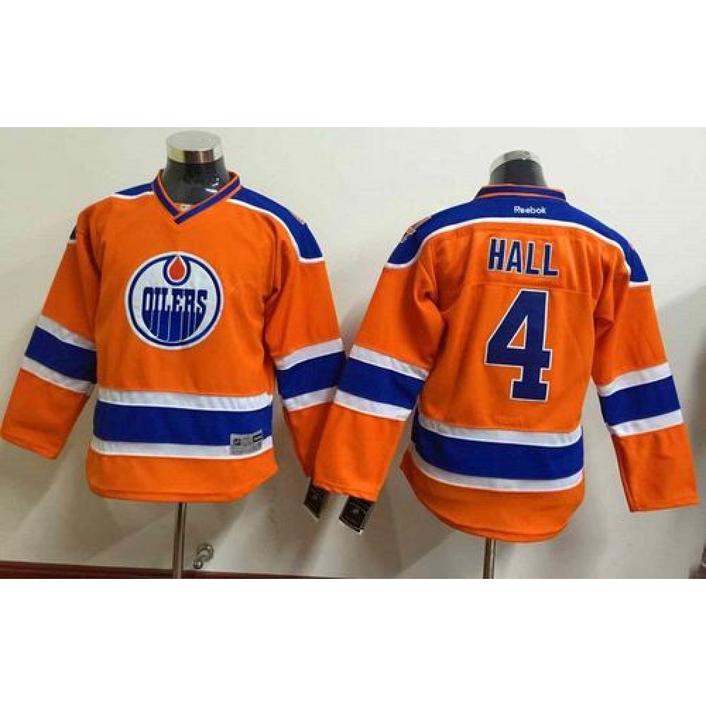 Oilers #4 Taylor Hall Orange Stitched Youth NHL Jersey Oilers #4 Taylor Hall Orange Stitched Youth NHL Jersey