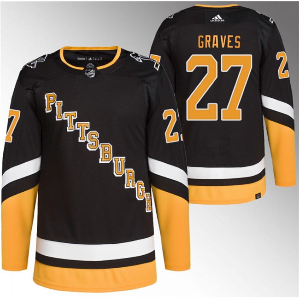 Men's Pittsburgh Penguins #27 Ryan Graves Black 2021/22 Alternate Primegreen Stitched Jersey Men's Pittsburgh Penguins #27 Ryan Graves Black 2021/22 Alternate Primegreen Stitched Jersey