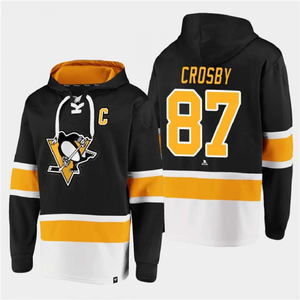 Men's Pittsburgh Penguins #87 Sidney Crosby Black All Stitched Sweatshirt Hoodie Men's Pittsburgh Penguins #87 Sidney Crosby Black All Stitched Sweatshirt Hoodie