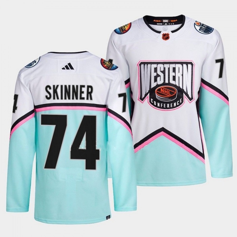 Men's Edmonton Oilers #74 Stuart Skinner 2023 White All-Star Game Stitched Jersey Men's Edmonton Oilers #74 Stuart Skinner 2023 White All-Star Game Stitched Jersey