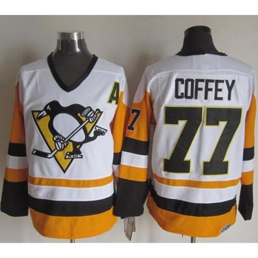 Penguins #77 Paul Coffey White/Black CCM Throwback Stitched NHL Jersey Penguins #77 Paul Coffey White/Black CCM Throwback Stitched NHL Jersey