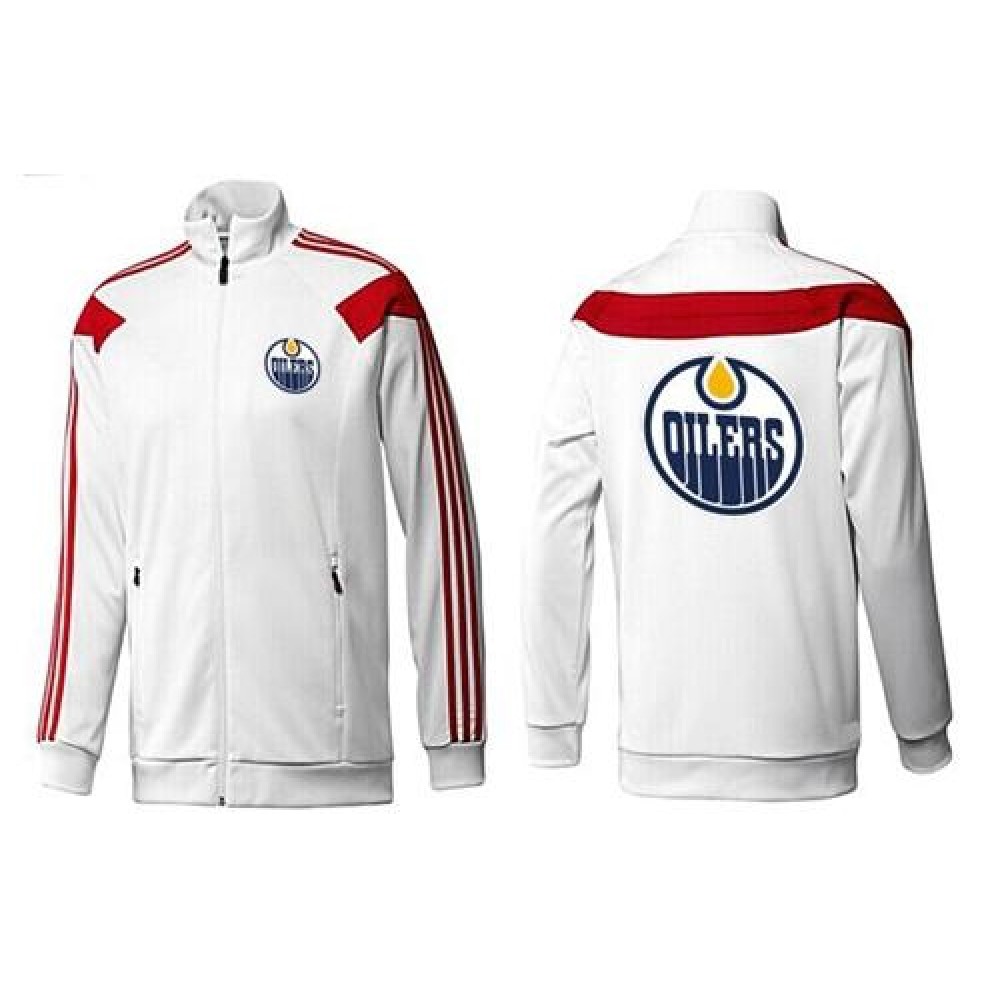NHL Edmonton Oilers Zip Jackets White-3 NHL Edmonton Oilers Zip Jackets White-3