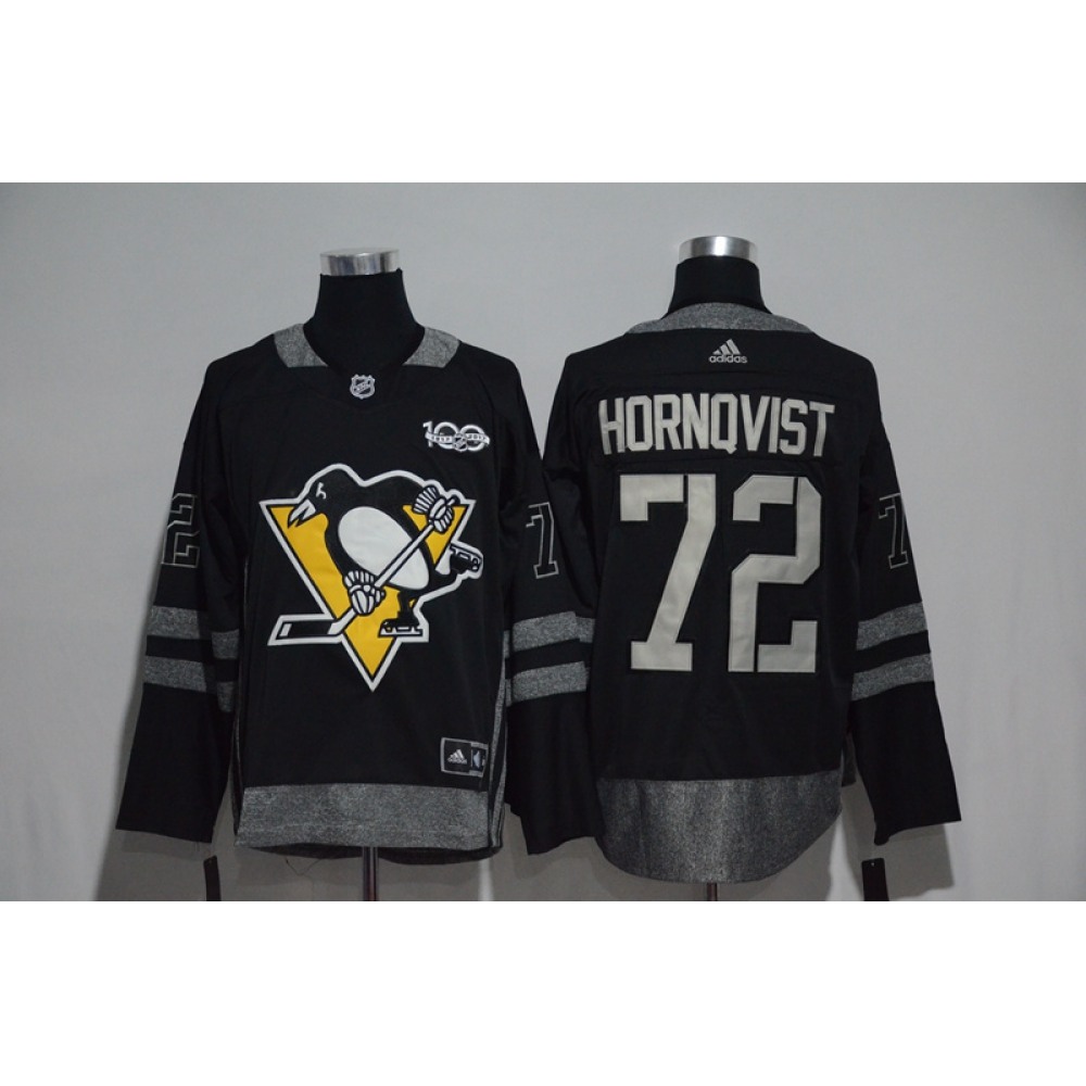Pittsburgh Penguins #72 Patric Hornqvist Black Men's 1917-2017 100th Anniversary Stitched NHL Jersey Pittsburgh Penguins #72 Patric Hornqvist Black Men's 1917-2017 100th Anniversary Stitched NHL Jersey